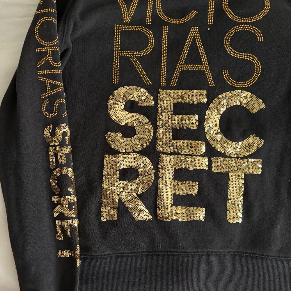 Bling Victoria’s Secret Supermodel Essentials hoodie gold Bling sequins Zip